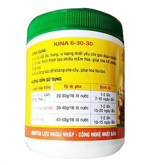 Phân bón kích thích ra hoa đậu trái Kina npk 6-30-30 + TE (hũ 500g)