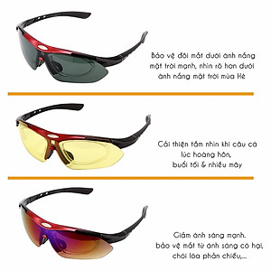 Mắt Kính Xe Đạp Thể Thao Phân Cực Chống Ánh Nắng (5 Mắt Kính) Chống Tia UV Cực Tím Ánh Nắng UV400 (Kèm hộp và phụ kiện, gọng phụ cho kính cận) Đạp Xe, Thể Thao Ngoài Trời, Câu Cá Mai Lee