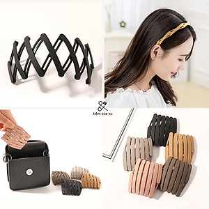 Băng đô nhựa dẻo gấp gọn bỏ túi, bờm cài tóc co giãn tiện lợi - tiemcuaxu