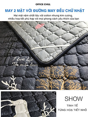 Chiếu Đệm Ngủ Văn Phòng OFFICE CHILL Tấm Đệm Lót Ngủ Chần Bông Microfiber Kháng Khuẩn Thoáng Khí Xếp Gọn