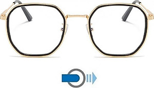 Kính Chống Ánh Sáng Xanh, Chống Xước, Chống Tia UV400, Chống Lóa, Chống Mỏi Mắt Khi Dùng Điện Thoại, Máy Tính Làm Việc Không Độ Mắt Vuông Gọng Vàng Đen - BLUE LIGHT SHOP