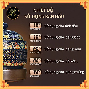 Lư xông trầm hương, tinh dầu bằng điện có đèn gốm hoa văn cao cấp