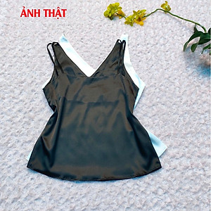 Áo Hai Dây Cổ Tim Mặc Trong Vest blazer kiểu nữ freesize (40-65kg) Vải Lụa Satin Mịn ,Thoáng Mát New  Design AO0003