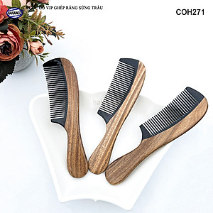Lược Gỗ Thơm Ghép Răng Sừng Đen Cao Cấp HAHANCO (Đủ Mẫu) Kiểu Dáng Châu Âu- COH271