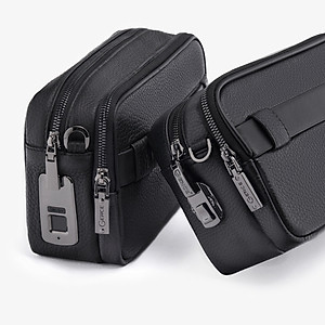 Clutch Đeo Chéo Ví Nam Cầm Tay GENCE RB08 Da Bò Khóa Vân Tay Cao Cấp Màu Đen