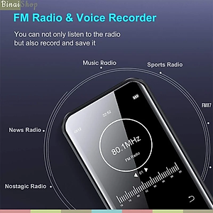 Ruizu D19 - Máy Nghe Nhạc Lossless Siêu Mỏng, Bluetooth 5.0, FM Radio, Thời Lượng Pin 50 Giờ, Bộ Nhớ Trong 16GB - Hàng Chính Hãng