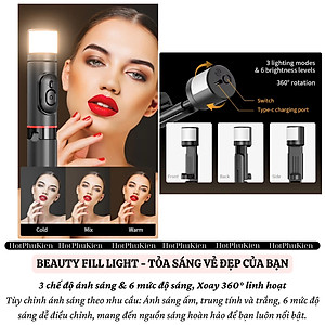 Gậy chụp ảnh selfie 3 chân hiệu HOTCASE WIWU Sharp Film remote bluetooth Xoay 360 độ có đèn flash tích hợp tripod, gập gọn, pin sạc type C, đèn trợ sáng Phụ Kiện - Hàng nhập khẩu