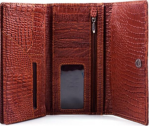 Ví nữ da bò vân cá sấu nhỏ 3 gấp nhiều màu Huy Hoàng HT3105-06-07