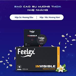 Bao cao su cao cấp OZO Feelex Invisible Cool - Hộp 10 bcs