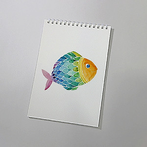 Sổ vẽ chuyên dụng A5 dòng cao cấp có vân, giấy rất dày vẽ chì và màu nước, giấy màu vàng kem lên màu rất tự nhiên, 15 tờ/cuốn 260gsm MOC08 Green Art - Hàng chính hãng