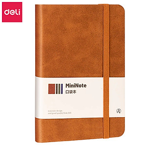 Sổ Tay Bìa Da Kẻ Ngang Mini A6 Chống Nước, Cao Cấp Deli - 192 Trang 80gsm - Ghi Chép, Takenote, Làm Quà Tặng Nhật Kí
