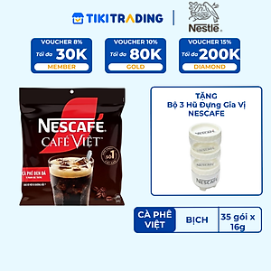 [Tặng Hũ Thủy Tinh NESCAFÉ (Tet 26) NESCAFE 750ml] Cà phê Hòa tan NESCAFÉ CAFÉ VIỆT 35 gói Vị Mạnh đặc trưng