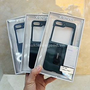 Ốp cho Samsung Galaxy Z Flip 5 lưng da chính hãng X-Level Utmost Plain có chân chống - Hàng nhập khẩu