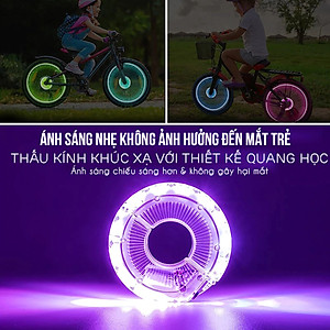 [1 chiếc] Đèn Trang Trí Cho Xe Đạp Trẻ Em Gắn Moay-Ơ Trục Giữa Xe Đạp Với 7 Màu RBG 18 Chế Độ Sáng Khác Nhau Sạc Điện USB (Đường Kính Phù hợp dưới 32mm) Mai Lee