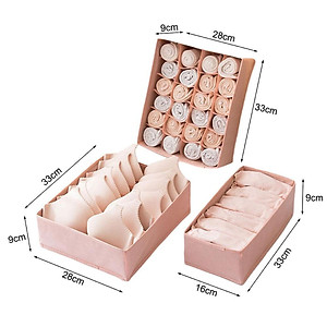 Set 3 Hộp Đựng Đồ Lót Túi Đựng Đồ Lót, Tất Vớ, Đựng Đồ Đa năng Gấp Gọn Đa Năng - Hàng Loại 1 - Chính Hãng MINIIN