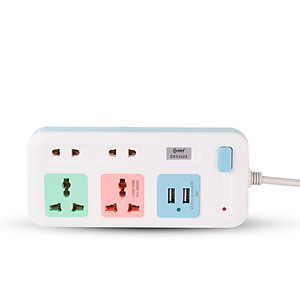 Ổ Cắm Nối Dài Cổng USB Comet CES4223 2500W dây dài 3m, 4 lỗ cắm, 2 cổng sạc USB, 1 công tắc