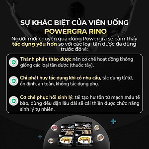 Viên uống phục hồi và tăng cường sức khỏe sinh lý nam giới Powergra Rino - Vỉ dùng thử 1 viên