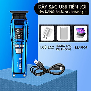 Tông đơ chấn viền Kemei KM-2795 lưỡi cắt mạ carbon DLC cao cấp công suất mạnh mẽ 8W sạc nhanh USB pin lâu - Chính hãng