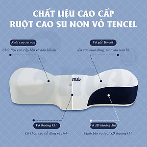 Gối cao su non công thái học chống đau vai ngáy, ngủ ngáy, hỗ trợ ngủ nhanh EMA- Thiết kế riêng biệt cho tư thế nằm ngửa và nằm nghiêng