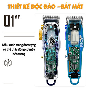 Tông đơ cắt tóc chuyên nghiệp KEMEI KM-2709PG điều chỉnh 2 mức tốc độ, sử dụng sạc USB sạc nhanh pin trâu 3h, có màn hình LCD hiển thị tăng đơ cắt tóc trẻ em và người lớn dùng cho gia đình, salon tiệm tóc barber - Hãng phân phối chính thức