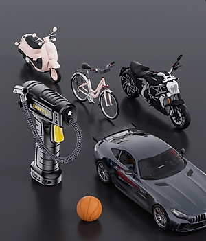 Máy bơm lốp cầm tay cho xe hơi, xe máy sạc pin không dây cầm tay dễ dàng tiện lợi đa năng (Tặng kèm quà ngẫu nhiên)