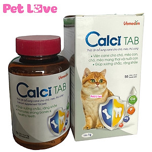 Hộp 50 viên Calci Tab Bổ Sung Canxi Cho Chó Mèo (Vemedim)