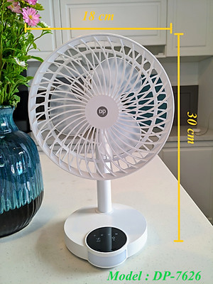 QUẠT SẠC TÍCH ĐIỆN ĐỂ BÀN DP-7626 HÀNG NHẬP KHẨU