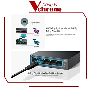 Switch Gigabit 5 Cổng TP-Link LS105GP với 4 Cổng PoE+ Công Suất Tối Đa 65W Vỏ Kim Loại - Hàng chính hãng