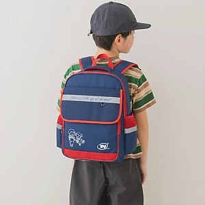 Balo học sinh TN.Bags xanh đen phối đỏ – Balo tiểu học có nắp siêu nhẹ nhiều ngăn cao cấp cho bé năng động TNB3016