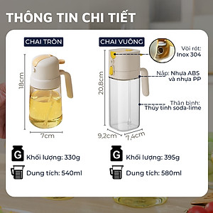 Chai đựng kiêm xịt dầu ăn 2 trong 1 đa năng DandiHome - Bảo hành 6 tháng
