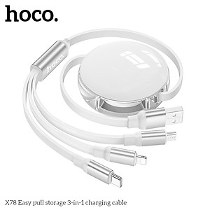 Bảo hành chính hãng 1 năm Cáp sạc nhanh đa năng rút gọn 3 đầu sạc cùng lúc 3 thiết bị X78 - Hàng chính hãng