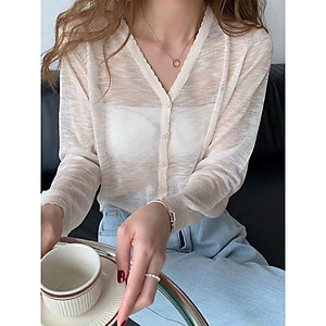 Áo khoác len cadigan mỏng 5 khuy màu pastel nhẹ nhàng