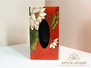 Hộp Đựng Khăn Giấy Sơn Mài Hoa Sen