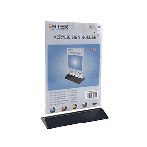 Kệ mica 2 mặt Enter E23 210x300mm đế màu A4 đứng, Kệ menu nhà hàng, Standee mica để bàn, Bảng quét mã QR Code