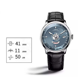 Đồng hồ nam chính hãng LOBINNI L18087-2 hàng mới fullbox hãng ,máy cơ kính sapphire chống nước đầy đủ,mặt tròn xanh dây da đen xịn