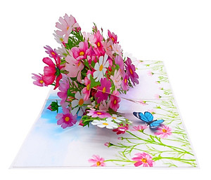 Thiệp 3D Pop Up Hoa Cánh Bướm (Cosmos) – Thiệp Hoa Chúc Mừng, Sinh Nhật, Lãng Mạn, F42