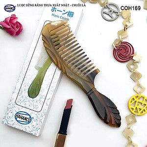 Lược Sừng Răng Thưa Chuôi Lá (Size: XL - 20cm) chải tóc, xoăn, rối, xù, mát xa đầu - COH169