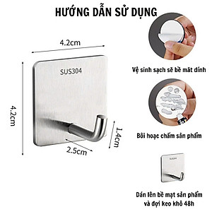 COMBO 3 Móc Dán Tường INOX 304 Treo Đồ nặng, Treo Thớt, Nồi Niêu Treo Đồ Đa Năng [CHỐNG NƯỚC, CHỐNG RỈ] Dán Mọi Bề Mặt