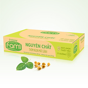 Thùng Sữa đậu nành Vinasoy Fami Nguyên Chất ít đường (200ml x 36 Hộp)
