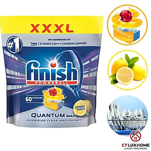 Viên rửa chén bát Finish Quantum Max 60 viên hương chanh 