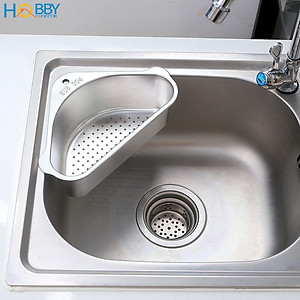 Rổ treo góc chậu rửa chén đa năng Inox 304 Hobby Home Decor KGC1 - kèm sticker và keo dán tiện dụng