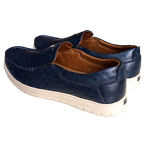 Giày mọi nam Trường Hải màu xanh lam bò da bò thật cao cấp không bong tróc đế cao su chống mòn không trơn GMTH097