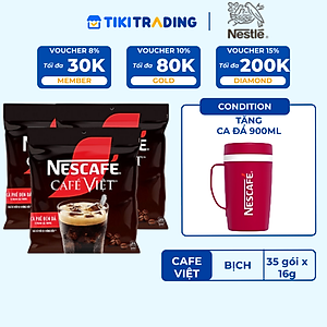 [Tặng Ca Đá] Combo 3 Bịch Cà phê Hòa tan NESCAFÉ CAFÉ VIỆT 35 gói Vị Mạnh đặc trưng
