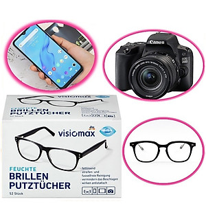 Khăn giấy lau kính Visiomax làm sạch kính mắt & màn hình Đức 52 tờ