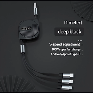 Dây Cáp Sạc nhanh 6A 100W 3 Trong 1 Rút Được gọn tiện lợi Cho Huawei Honor Xiaomi Samsung - miếng lót chuột