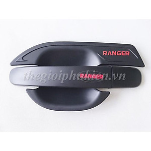 Bộ ốp tay nắm, hõm cửa xe Ford Ranger - nhựa ABS đen