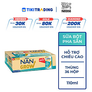 Thùng sữa bột pha sẵn Thực phẩm bổ sung Nestlé NANGROW 9(4x110ml) sữa mát công thức từ Thụy Sĩ với 100% Canxi giúp bé cao lớn vượt trội dành cho bé từ 1 tuổi