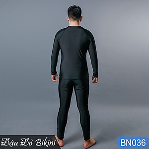 Đồ bơi nam cỡ đại đến 130kg, quần áo tắm big size cho người béo mập, áo dài tay khoá kéo & quần dài chống nắng, chất thun bơi lạnh Hàn co giãn đa chiều | BN036