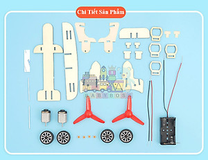 Bộ Đồ Chơi Khoa Học Và Công Nghệ Tự Làm DIY Wood Steam, Đồ Chơi Lắp Ghép STEM, Đồ Chơi Gỗ Cao Cấp Máy Bay 2 Động Cơ
