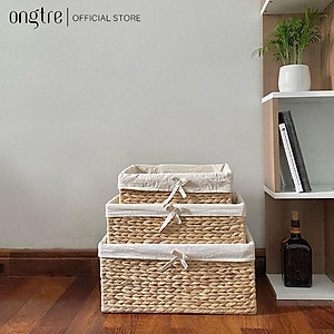 Giỏ lục bình ONGTRE hình chữ nhật / hình tròn đựng đồ phòng khách, phòng ngủ, khay đựng đồ